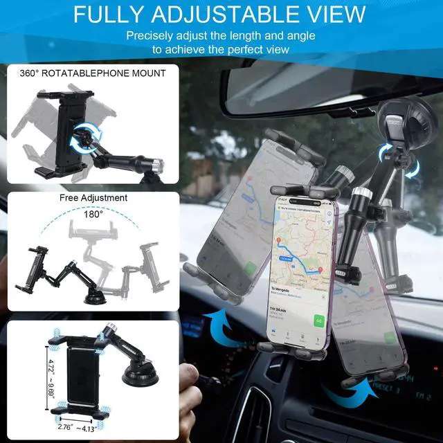 Alt view image 4 of 7 - 5 in 1 car Phone Holder, car Dashboard Windshield Phone Mount, Suitable for iPhone17 16 15 14 iPhone13 promax, Samsung Z Fold 7 6 5, All Smartphones
