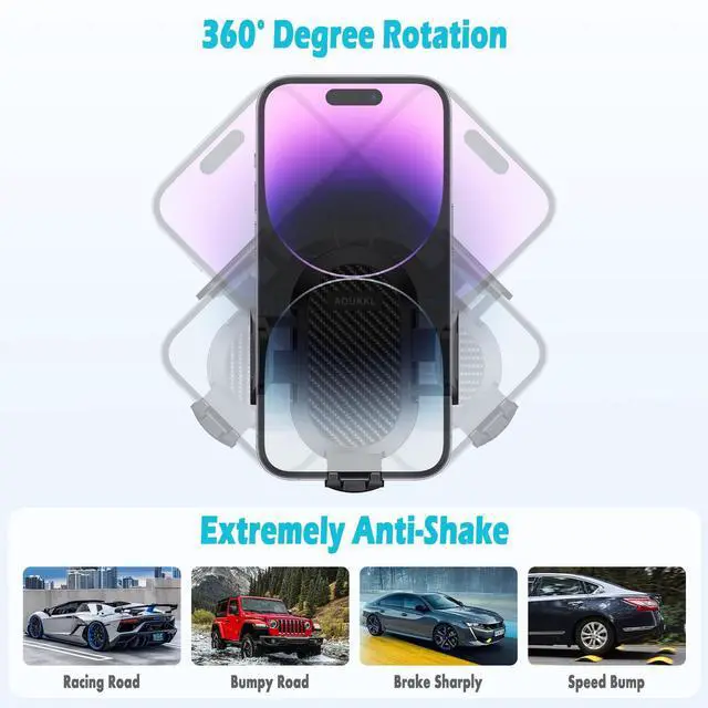 Alt view image 3 of 6 - Car Phone Holder Fits for Toyota RAV4 2019-2025 Accessories,Thick Cases Friendly,Cell Phone Mount for 4.7-7 in Phones,360 Degree Rotation,Easy to Install