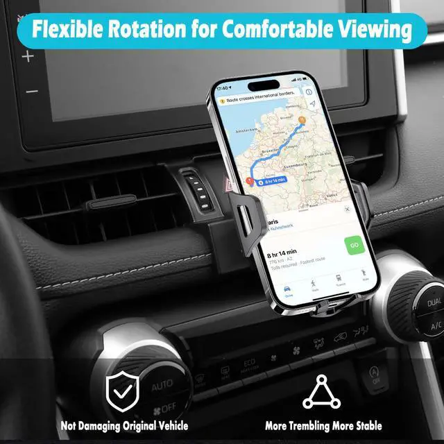 Alt view image 2 of 6 - Car Phone Holder Fits for Toyota RAV4 2019-2025 Accessories,Thick Cases Friendly,Cell Phone Mount for 4.7-7 in Phones,360 Degree Rotation,Easy to Install