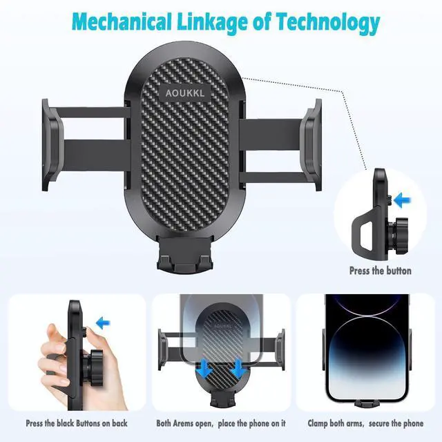 Alt view image 4 of 6 - Car Phone Holder Fits for Toyota RAV4 2019-2025 Accessories,Thick Cases Friendly,Cell Phone Mount for 4.7-7 in Phones,360 Degree Rotation,Easy to Install