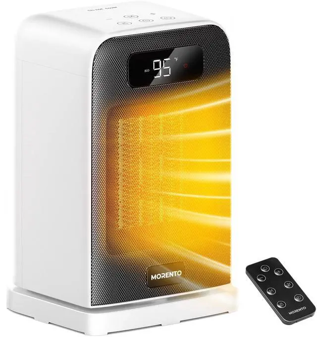 Main image of Space Heater, 70° Oscillation, LED Display, 12H Timer, Thermostat, Overheat Protection, ECO, Small Space Heaters for Indoor Use, 1500W Ceramic, Heater for Bedroom, Office, Home (White, 1 Pack)