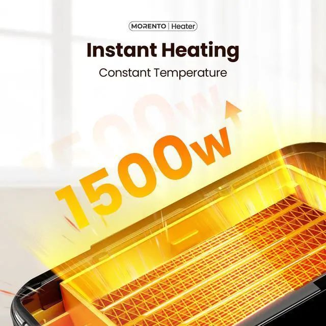 Alt view image 6 of 7 - Space Heater, 70° Oscillation, LED Display, 12H Timer, Thermostat, Overheat Protection, ECO, Small Space Heaters for Indoor Use, 1500W Ceramic, Heater for Bedroom, Office, Home (White, 1 Pack)