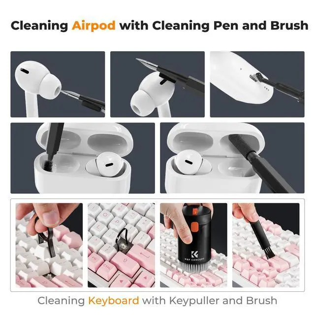Alt view image 4 of 7 - 20-in-1 Keyboard Cleaning Kit Laptop Cleaner, Multifunctional Electronic Device Cleaning Tool, for iPhone AirPods MacBook iPad, Camera PC Monitor Earbud TV Tablet Screens