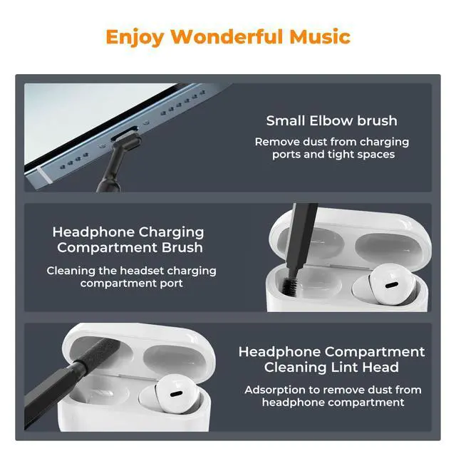 Alt view image 6 of 7 - 20-in-1 Keyboard Cleaning Kit Laptop Cleaner, Multifunctional Electronic Device Cleaning Tool, for iPhone AirPods MacBook iPad, Camera PC Monitor Earbud TV Tablet Screens