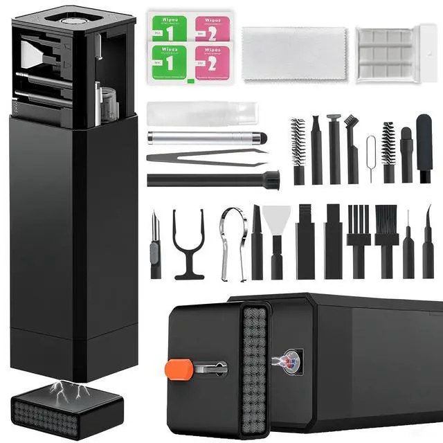 Main image of 2026 Upgrade Phone Cleaning Kit 47PCS, iPhone Cleaning Kit, Airbuds AirPods Cleaning Kit, Keyboard, Charging Port Cleaner for Apple Lightning/Android USB-C - Includes Putty, Cloth & Wipes (Black)