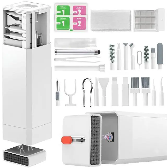 Main image of 2026 Upgrade Phone Cleaning Kit 47PCS, iPhone Cleaning Kit, Airbud AirPods Cleaning Kit, Keyboard, Charging Port Cleaner for Apple Lightning/Android USB-C - Includes Putty, Cloth & Wipes (White)