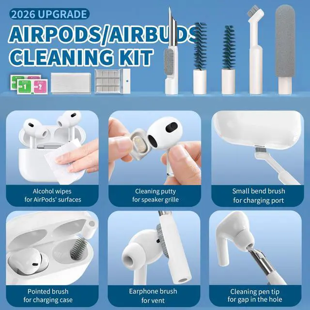 Alt view image 3 of 7 - 2026 Upgrade Phone Cleaning Kit 47PCS, iPhone Cleaning Kit, Airbud AirPods Cleaning Kit, Keyboard, Charging Port Cleaner for Apple Lightning/Android USB-C - Includes Putty, Cloth & Wipes (White)