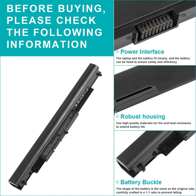 Alt view image 4 of 7 - 807956-001 Laptop Battery for HP Spare 807957-001 807612-421 807611-421 807611-131 HS04 HS03 HSTNN-LB6U 15-AY039WM 15-AY041WM 15-AY009DX 15-AY052NR TPN-I119 TPN-I120 TPN-I124 240 245 246 250 256 G4/G5