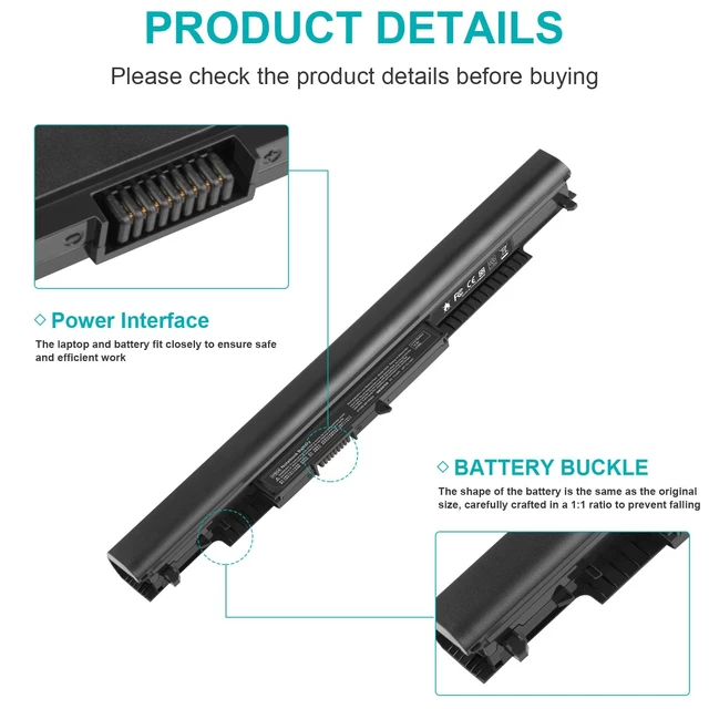 Alt view image 5 of 7 - 807956-001 Laptop Battery for HP Spare 807957-001 807612-421 807611-421 807611-131 HS04 HS03 HSTNN-LB6U 15-AY039WM 15-AY041WM 15-AY009DX 15-AY052NR TPN-I119 TPN-I120 TPN-I124 240 245 246 250 256 G4/G5