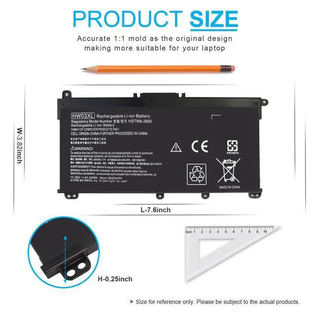 Alt view image 4 of 6 - HW03XL L97300-005 Laptop Battery for HP Pavilion 15-EG 15-EH 17-CN 17-CP 15-eg0xxx 15-eg0073cl 15-eg0053cl 15-eg1053cl 15t-eg000 15-eh1xxx 17-cn0xxx 17-cn2063cl 17-cp0xxx 17-cp0700dx HW03041xl-pl