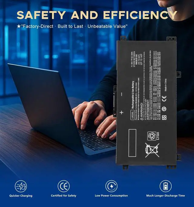 Alt view image 7 of 7 - LK03XL Replacement Battery for HP Envy x360 15m-cn0012dx/15m-cn0011dx Convertible Laptop, 3-Cell 52.5WH Li-ion Battery Compatible with LK03XL/LK03, CE/FCC/RoHS Certified, 12-Month Warranty