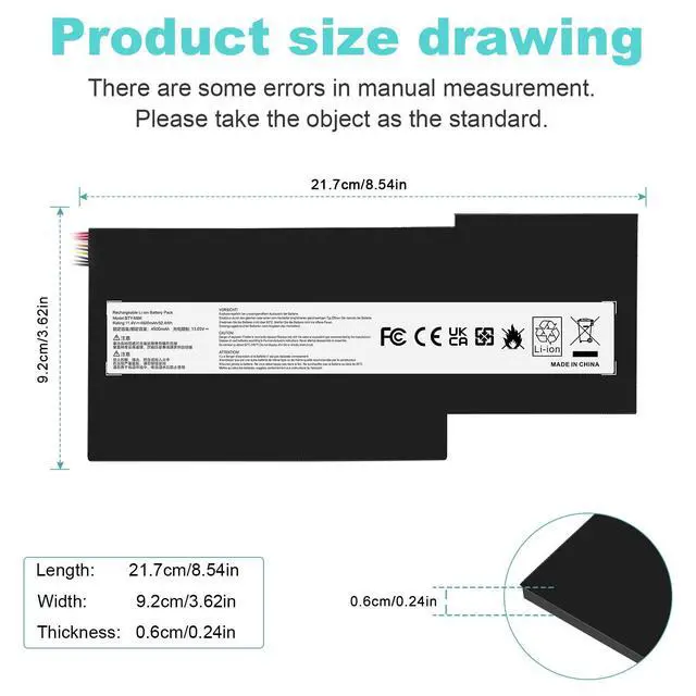 Alt view image 2 of 7 - BTY-M6K Battery Compatible with MSI Stealth Pro GF63 GF65 GF75 GS63VR GS73VR 7RG 7RG-005 Thin 8RB 8RC 8RD 8RD-031TH 8RC 8RF 8SC 8RX 9SC 9SCXR Thin 10SDR 9SEXR 9SD GS73 8RF WS63 8SK WP65 WF65 WF75