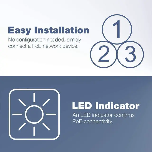 Alt view image 5 of 7 - Gigabit Power Over Ethernet Plus Injector, PoE+ (30W) Power Network Distances Up to 100M (328 ft.), Metal Housing, Black, TPE-115GI (Pack of 1)