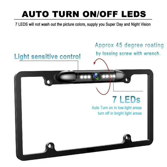 Alt view image 2 of 7 - License Plate Backup Camera HD Front Rear View Reverse Camera with 7 LED Night Vision 170 Degree Viewing Angle, Waterproof, for Cars