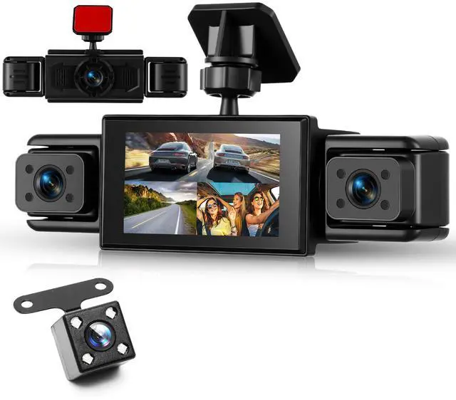 Main image of 360° Dash Cam Front and Rear Inside Left Right, 4 Channel FHD 1080P Dash Cam for Cars, 3 Inch IPS Dashcams with Night Vision, Loop Recording, 24H Parking Mode Monitor, Reverse View