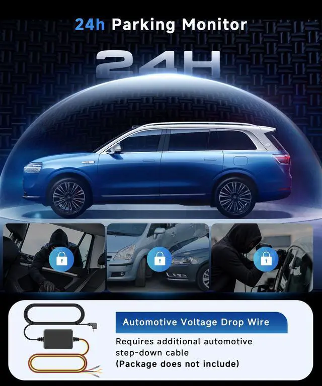 Alt view image 6 of 7 - 360° Dash Cam Front and Rear Inside Left Right, 4 Channel FHD 1080P Dash Cam for Cars, 3 Inch IPS Dashcams with Night Vision, Loop Recording, 24H Parking Mode Monitor, Reverse View