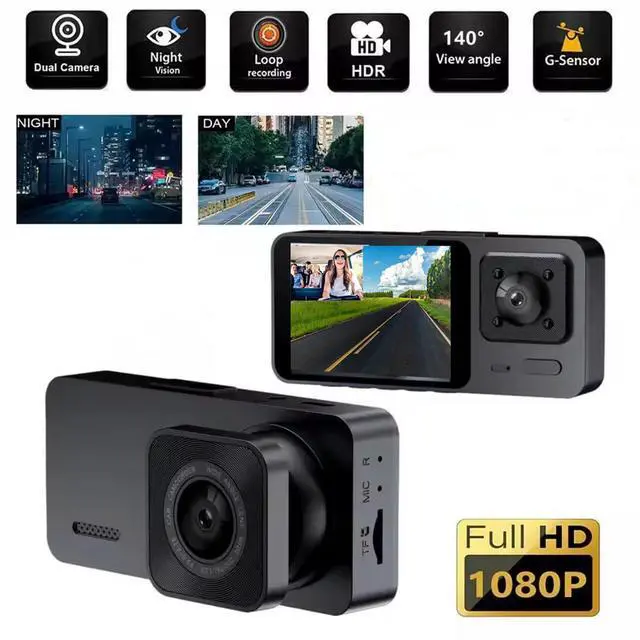 Alt view image 2 of 7 - 2K Dash Camera Front and Inside Dash Cam for Car Security Video Recorder with Audio Plug and Play, WDR, Night Vision, G-Sensor Auto Lock, 140° Wide Angle View, 2 Inch Screen Car DVR