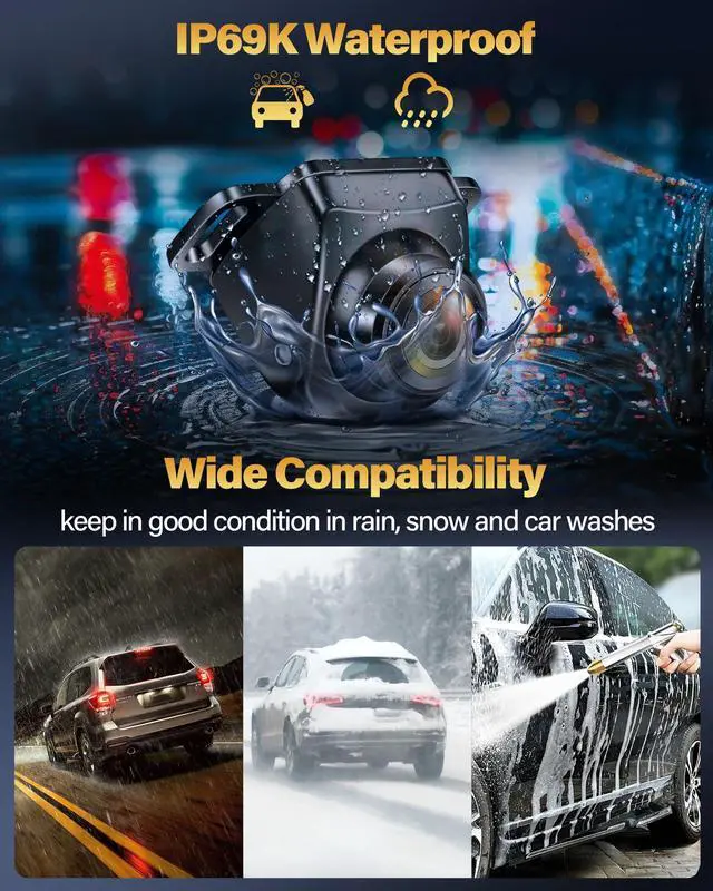 Alt view image 6 of 7 - Upgrade 180°Wide Angle Backup Camera AHD 1080P Back up Camera for Cars Super Night Vision 360° Rotatable Front/Side/Rear View Camera IP69K Waterproof Reverse Camera No-drillling Install