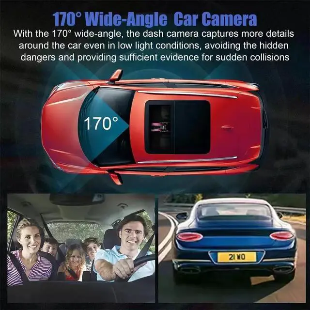 Alt view image 5 of 7 - Dash Camera for Car Security Camera Dash Cam Mini Car Recorder 2 Inch Screen Front and Inside Dual Car Cameras 1080P with WDR, Night Vision, G-Sensor Auto Lock, Loop Recording