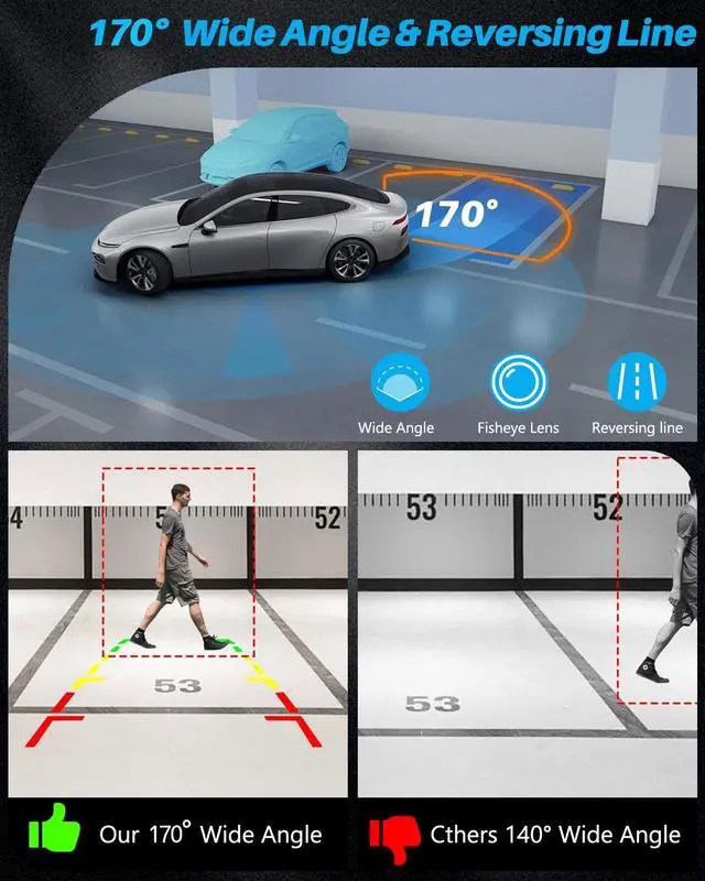 Alt view image 6 of 7 - 1080P AHD Backup Camera for Cars 3 DIY Switchesw 360°+45° Rotatable 170° Wide Angle Rear Camera Clear Night Vision Front/Side/Rear View Camera IP68K Waterproof Reverse Camera Fisheye Lens (6m cable)