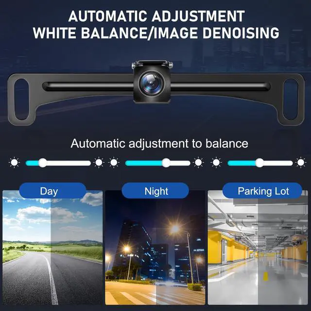 Alt view image 3 of 7 - Backup Camera Reverse Camera AHD 1080P Night Vision Rear View Camera, License Plate Backup Camera with 170 Degree Wide View Angle, IP69K Waterproof, for 12-24V Pickup Car Truck RV SUV