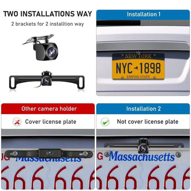 Alt view image 5 of 7 - Backup Camera Reverse Camera AHD 1080P Night Vision Rear View Camera, License Plate Backup Camera with 170 Degree Wide View Angle, IP69K Waterproof, for 12-24V Pickup Car Truck RV SUV