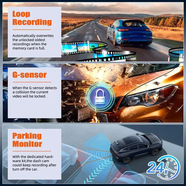 Alt view image 4 of 7 - Mirror Dash Cam for Cars,4.5 Inch Rear View Mirror 1080P Front and Rear View Dual Cameras,Super Night Vision,Parking Assistance,24H Parking Monitor,Waterproof Backup Camera