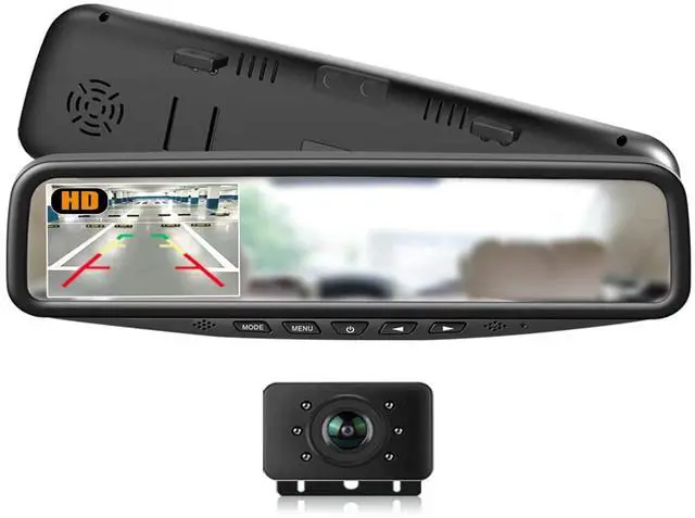 Main image of Backup Camera for car 1080P HD Wired Kit, Continuous or Reverse Viewing, 4.3'' Clip-on Mirror Monitor with Waterproof Night Vision Car Rear View License Plate Camera for Car Pickup Truck SUV Trailer