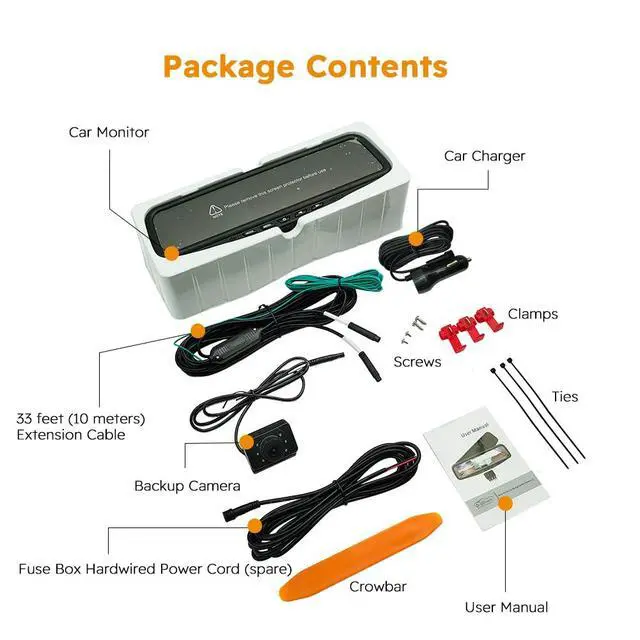 Alt view image 7 of 7 - Backup Camera for car 1080P HD Wired Kit, Continuous or Reverse Viewing, 4.3'' Clip-on Mirror Monitor with Waterproof Night Vision Car Rear View License Plate Camera for Car Pickup Truck SUV Trailer