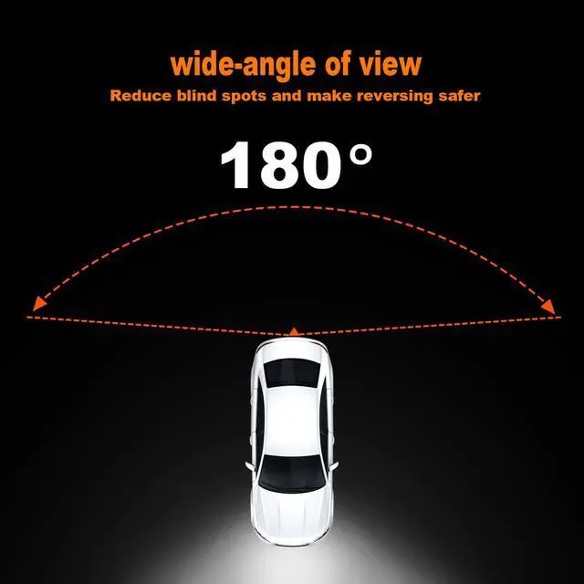 Alt view image 2 of 7 - 180° Wide Angle Reverse Camera with Night Vision, IP69K Waterproof Rear View Camera with 5 LED Lights, CVBS/AHD Signal, Parking Guidelines, Front/Rear Mount, 26ft Cable Universal for Car Truck RV