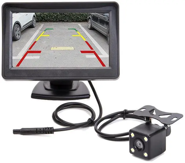 Main image of 4.3 Inch Car Mirror Monitor Vehicle Rear View Reverse Backup LED Camera Video Parking System for Trucks, Pickups, SUVs - Easy Installation