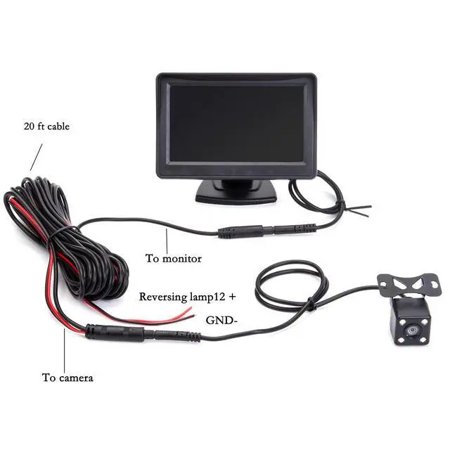 Alt view image 5 of 5 - 4.3 Inch Car Mirror Monitor Vehicle Rear View Reverse Backup LED Camera Video Parking System for Trucks, Pickups, SUVs - Easy Installation