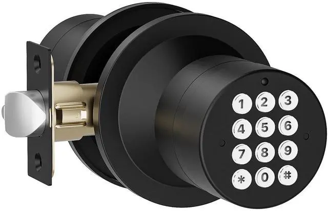 Main image of Door Knob with Keypad, Door Knob with Lock, Keyless Entry Door Lock with Code for Front Door Garage Home Apartment, Matte Black