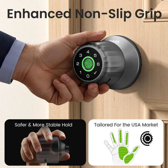 Alt view image 6 of 7 - Fingerprint Door Lock, 4-in-1 Fingerprint Door Knob with Keypad, App Control, Keys, Removable & Rechargeable Battery, Door Locks for Bedroom, Home, Garage, Storage Room