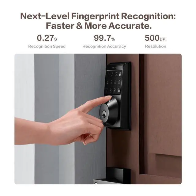 Alt view image 4 of 7 - 4-in-1 Smart Door Lock with APP Control, Fingerprint Door Locks with Keypad Deadbolt, Keyless Entry Door Lock with Auto-Locking, 16-Month Battery Life Deadbolt Lock, Easy Installation