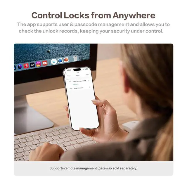 Alt view image 5 of 7 - 4-in-1 Smart Door Lock with APP Control, Fingerprint Door Locks with Keypad Deadbolt, Keyless Entry Door Lock with Auto-Locking, 16-Month Battery Life Deadbolt Lock, Easy Installation