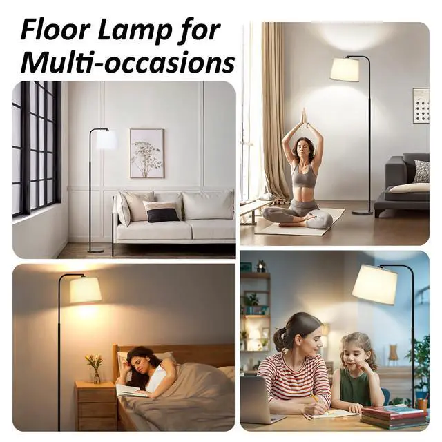 Alt view image 6 of 7 - Floor Lamp for Living Room with 3 Color Temperatures, Foot Switch Standing Lamps for Living Room, Bedroom, Office, Arc Mordern Floor Lamp with 9W LED Bulb Included