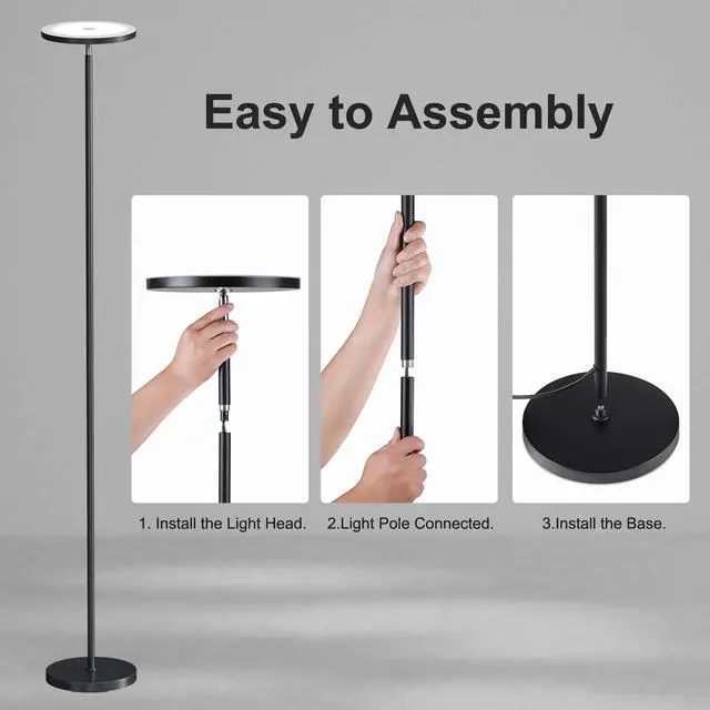Alt view image 7 of 7 - Floor Lamps for Living Room, 32W/3000LM Super Bright LED Floor Lamp with Remote Control, 69" Tall Standing Lamp with Stepless Dimmable, Modern Torchiere Corner Lamp for Bedroom, Office