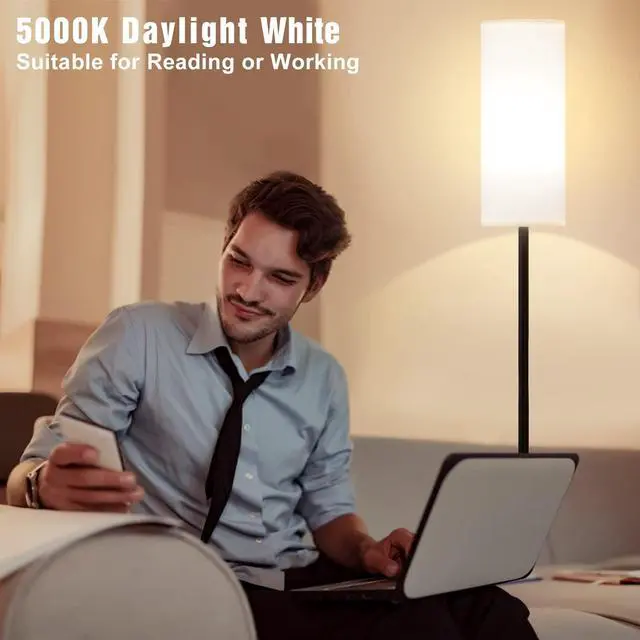 Alt view image 7 of 7 - Floor Lamps for Living Room, 64" Modern Floor Lamp with Remote Control and Stepless Dimmable Colors Temperature & Brightness, Standing Lamps for Living Room Bedroom Office, 9W Bulb Included