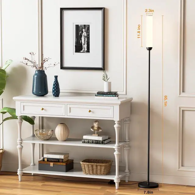 Alt view image 4 of 7 - LED Floor Lamp with Remote Control, 65" Standing lamp with Stepless Adjustable 3000K-6500K Colors & 30-100% Brightness, Foot Switch(Black)