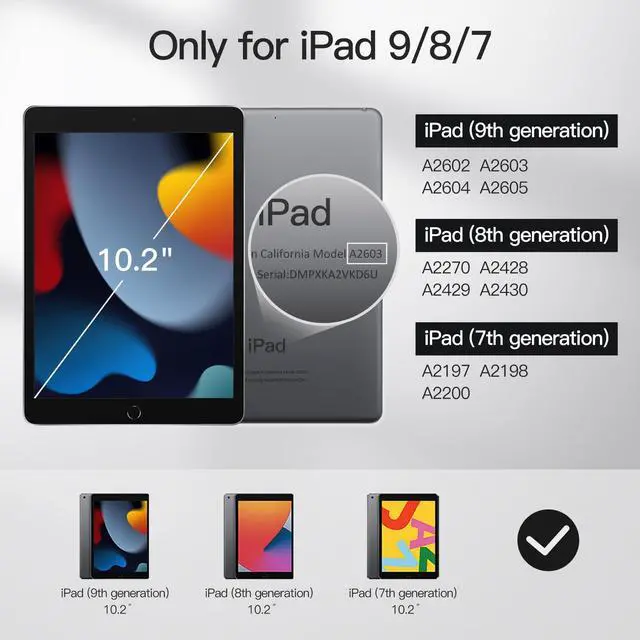 Alt view image 2 of 6 - Keyboard Case for iPad 10.2-Inch (2021/2020/2019 Model, 9th/8th/7th Generation) with Pencil Holder, Magnetic Detachable Bluetooth Wireless Keyboard, Soft TPU Back Stand Cover (Space Gray)