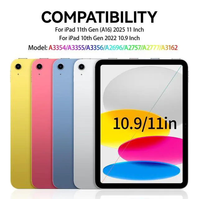 Alt view image 2 of 7 - Keyboard Case for iPad (A16) 11th/10th Generation (11/10.9 Inch, 2025/2022) with Pencil Holder, Magnetic Detachable Wireless Bluetooth Keyboard, Folio Keyboard Cover - Thin & Light, Purple