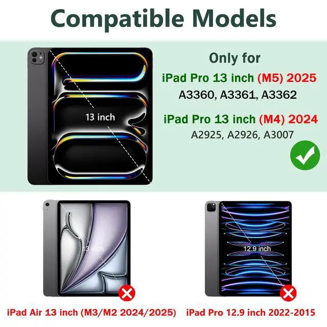 Alt view image 2 of 7 - Keyboard Case for iPad Pro 13 inch (M5/M4) 2025/2024, Magnetic Detachable Colorful Keys for iPad Pro 13 inch Case with Keyboard, Folio Case for iPad pro 13'' M5/M4 with Pencil Holder - Green