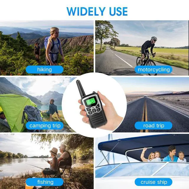 Alt view image 6 of 6 - Walkie Talkies with 22 FRS Channels, Walkie Talkies for Adults with LED Flashlight VOX Scan LCD Display, Long Range Family, Radios for Hiking Camping Trip (Silver, 4 Pack)