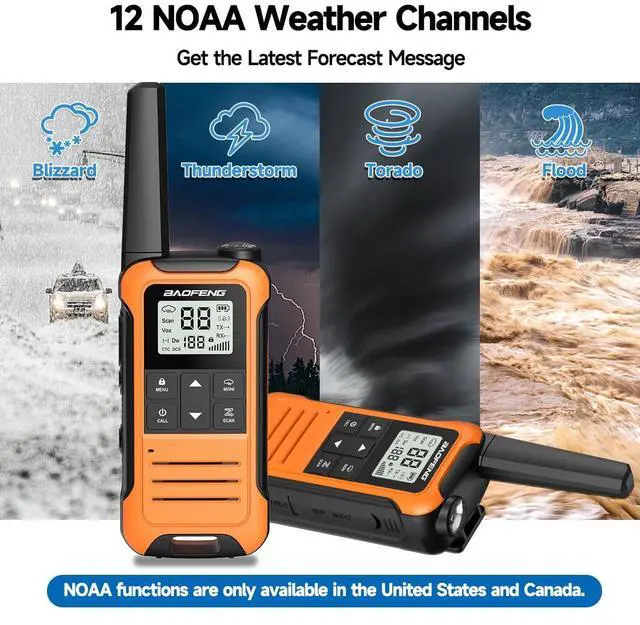 Alt view image 5 of 7 - Walkie Talkies Long Range for Adults, Walkie Talkie Rechargeable F22 FRS Radio Walky Talky Family Walkie-Talkie with 1400 mAh Battery NOAA USB-C Charger for Camping Hunting (2 Pack)