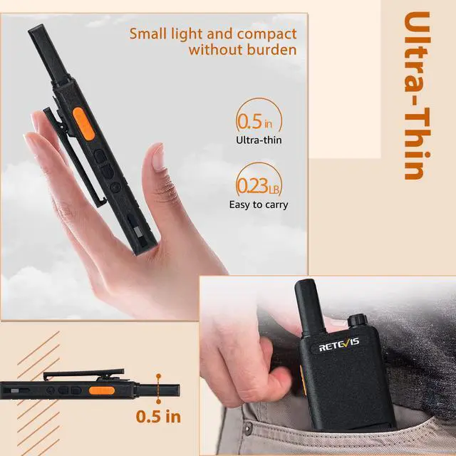 Alt view image 2 of 7 - RT22P Walkie Talkies Long Range, Rechargeable FRS Two Way Radios with Earpiece for Adults, New Version of RT22(2.0), 1620mAh, USB-C, VOX, Handheld Small 2 Way Radio for Camping Hiking(2 Pack)