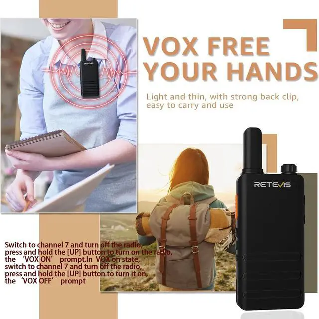 Alt view image 5 of 7 - RT22P Walkie Talkies Long Range, Rechargeable FRS Two Way Radios with Earpiece for Adults, New Version of RT22(2.0), 1620mAh, USB-C, VOX, Handheld Small 2 Way Radio for Camping Hiking(2 Pack)