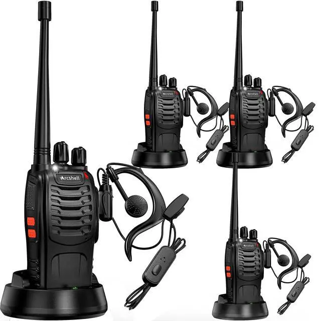 Main image of Rechargeable Long Range Two-Way Radios with Earpiece 4 Pack Arcshell AR-5 Walkie Talkies Li-ion Battery and Charger Included