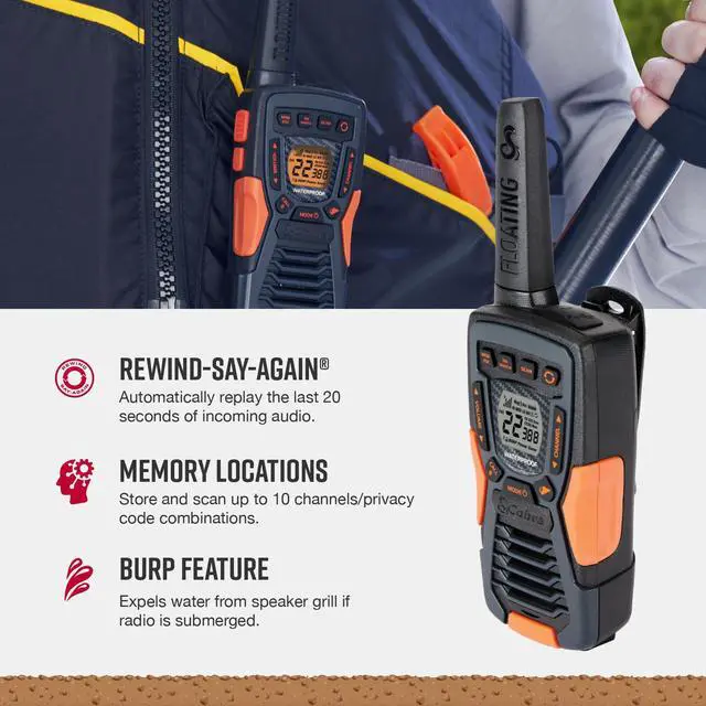 Alt view image 4 of 7 - ACXT1037R FLT Floating Walkie Talkie - Waterproof, Rechargeable, Long Range up to 37-Mile Two Way Radio with NOAA Weather Alert & VOX, (1 Pack)