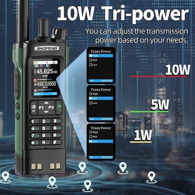 Alt view image 4 of 7 - UV-32 Ham Radio Long Range 10W Rechargeable Walkie Talkies UV32 5RM K5 Handheld Two Way Radio NOAA Weather Radio with GPS,APP Programming,Copy Frequency,USB-C Charging for Survival Gear